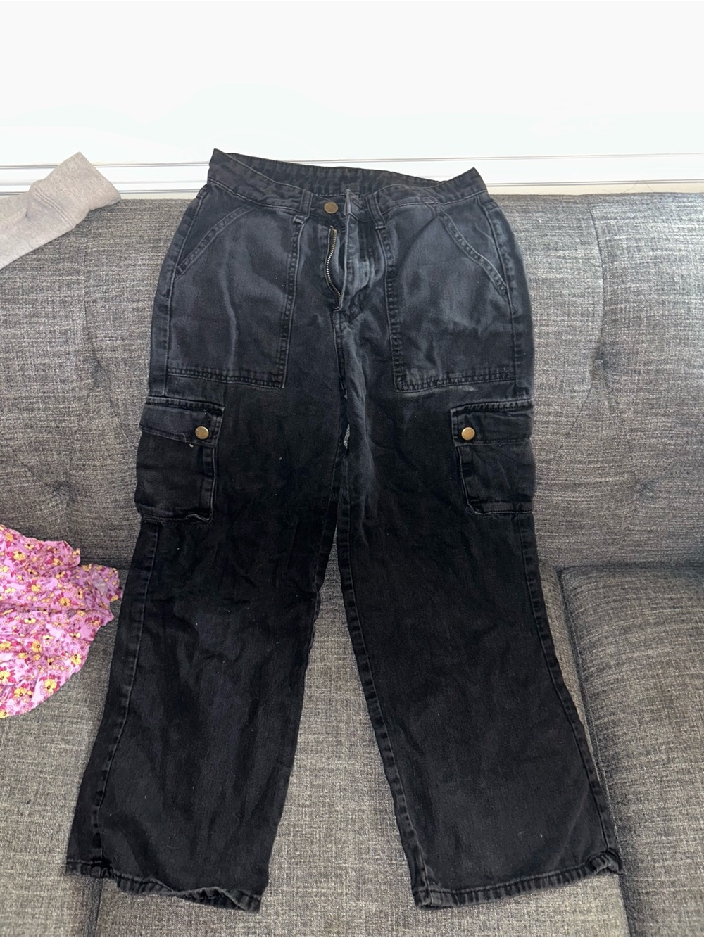 SHEIN Black Wide Leg Cargo Jeans